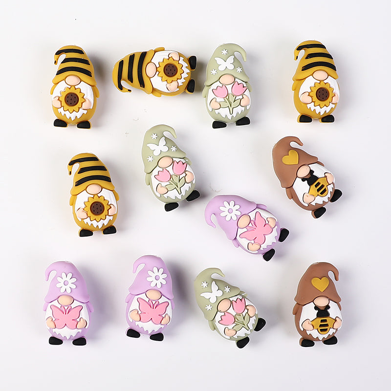 Silicone 3D Focal Beads Spring Dwarf Holding Bee Heart 20pcs 6