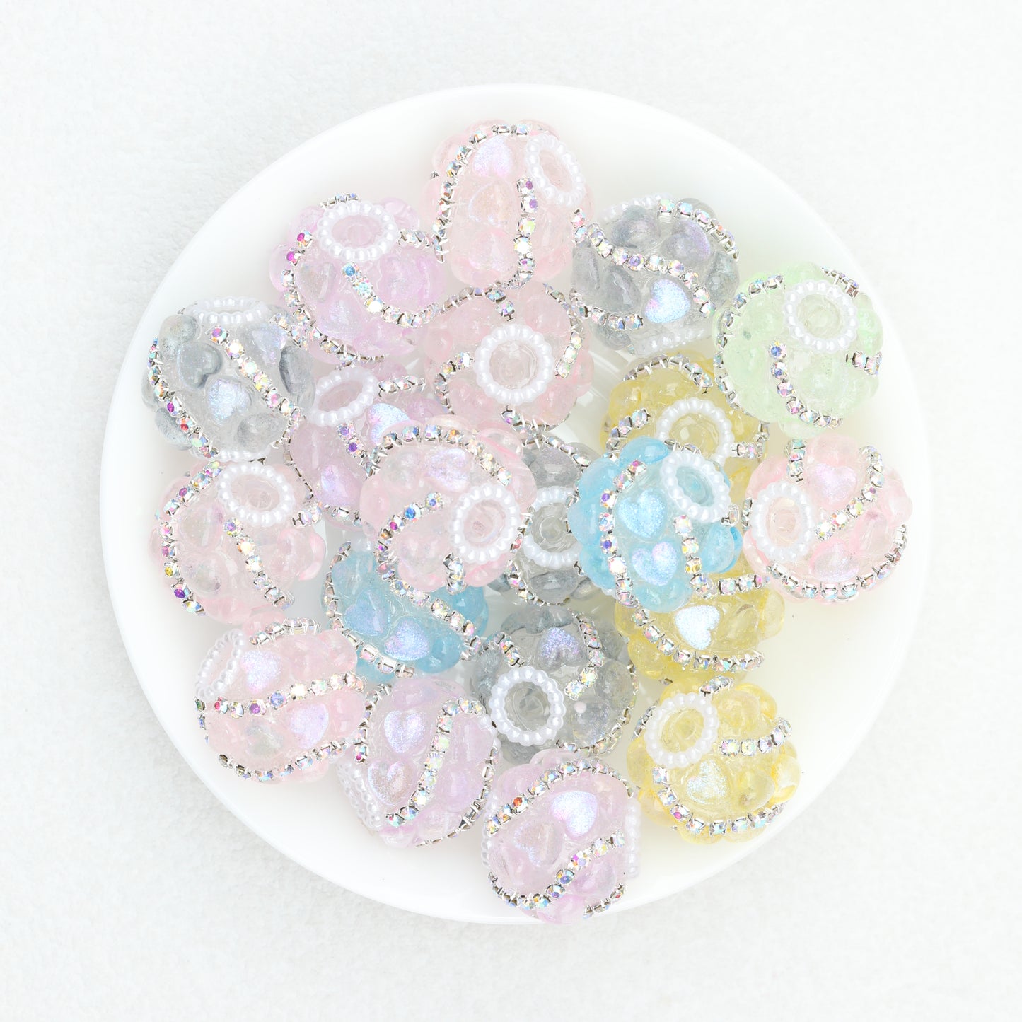 Shimmer Heart Strip Enlaced Acrylic Beads 20mm 10pcs 2