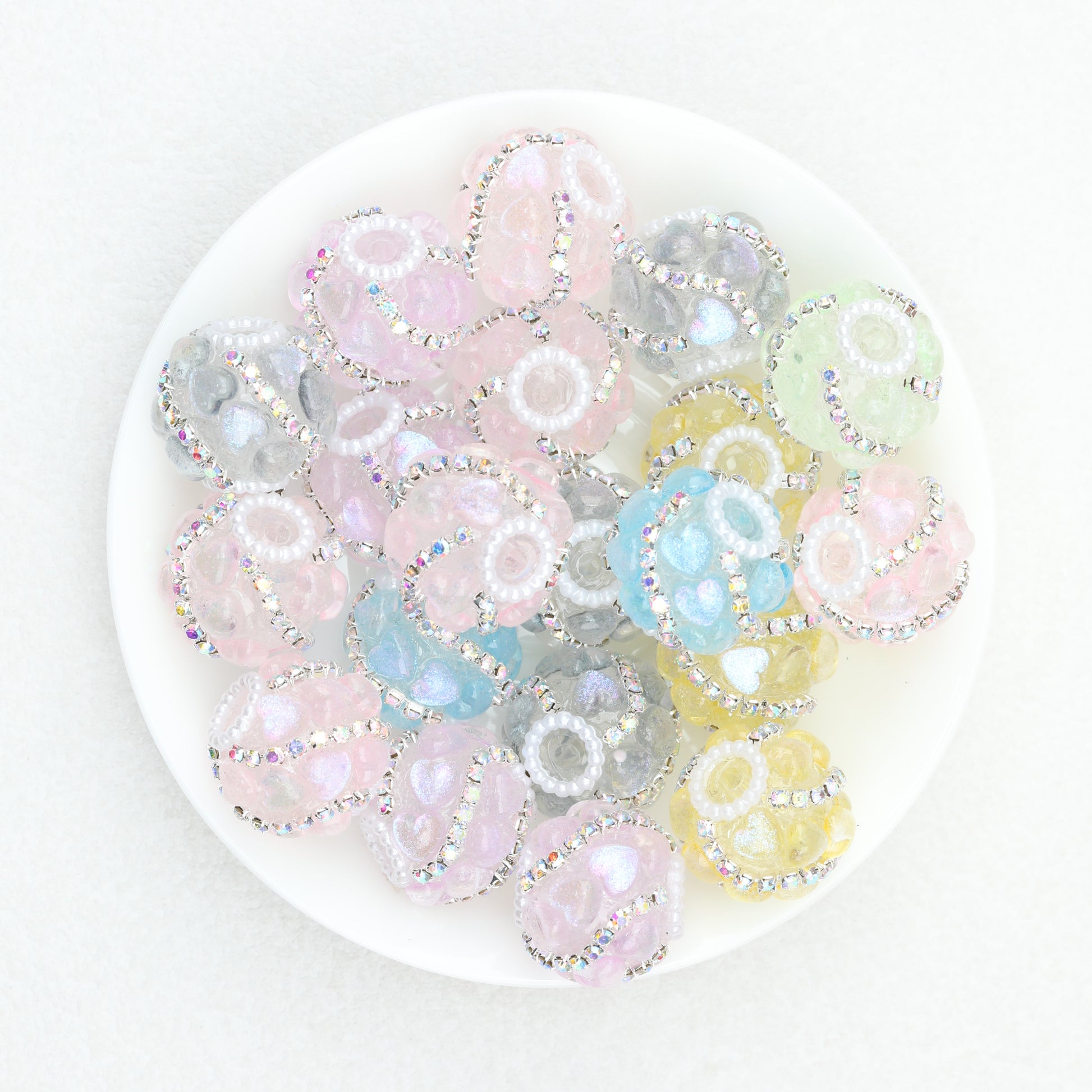 Shimmer Heart Strip Enlaced Acrylic Beads 20mm 10pcs 2