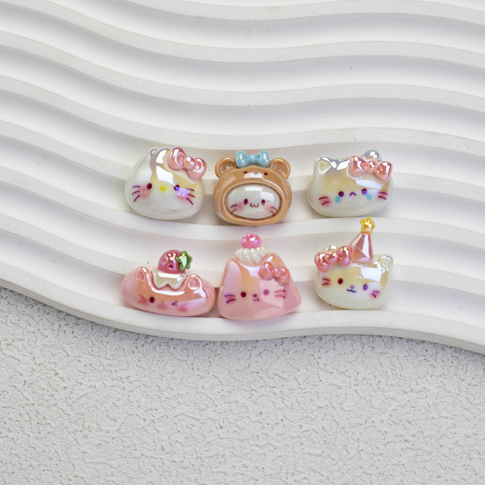 Glossy Plating Tiny Cute HK Kitten Resin Beads 10pcs 4