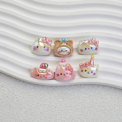 Glossy Plating Tiny Cute HK Kitten Resin Beads 10pcs 4