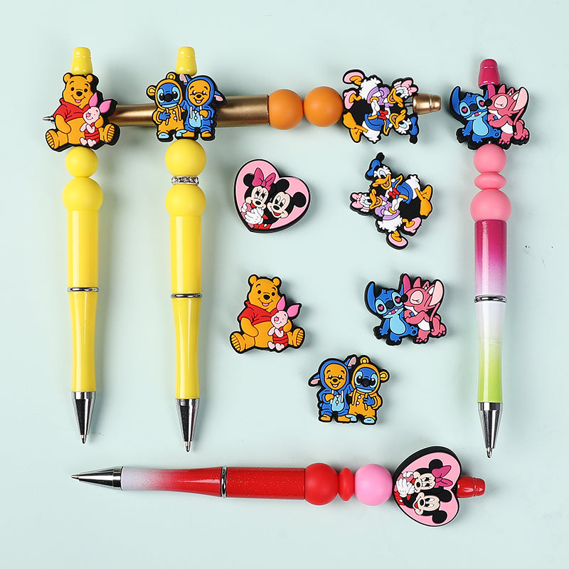 Silicone Focal Beads Disney Mickey Minnie Pooh Bear Heart 20pcs 8