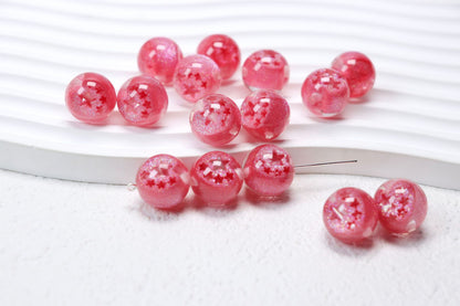 Sparkling Star Resin Round Beads 16mm 50pcs 11
