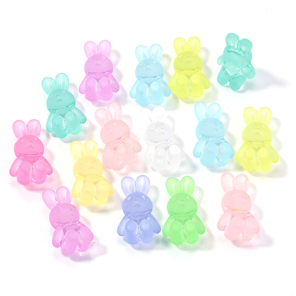 3D Bunny Glass Beads 14x24mm Translucent Pastel Mixed 30pcs 6
