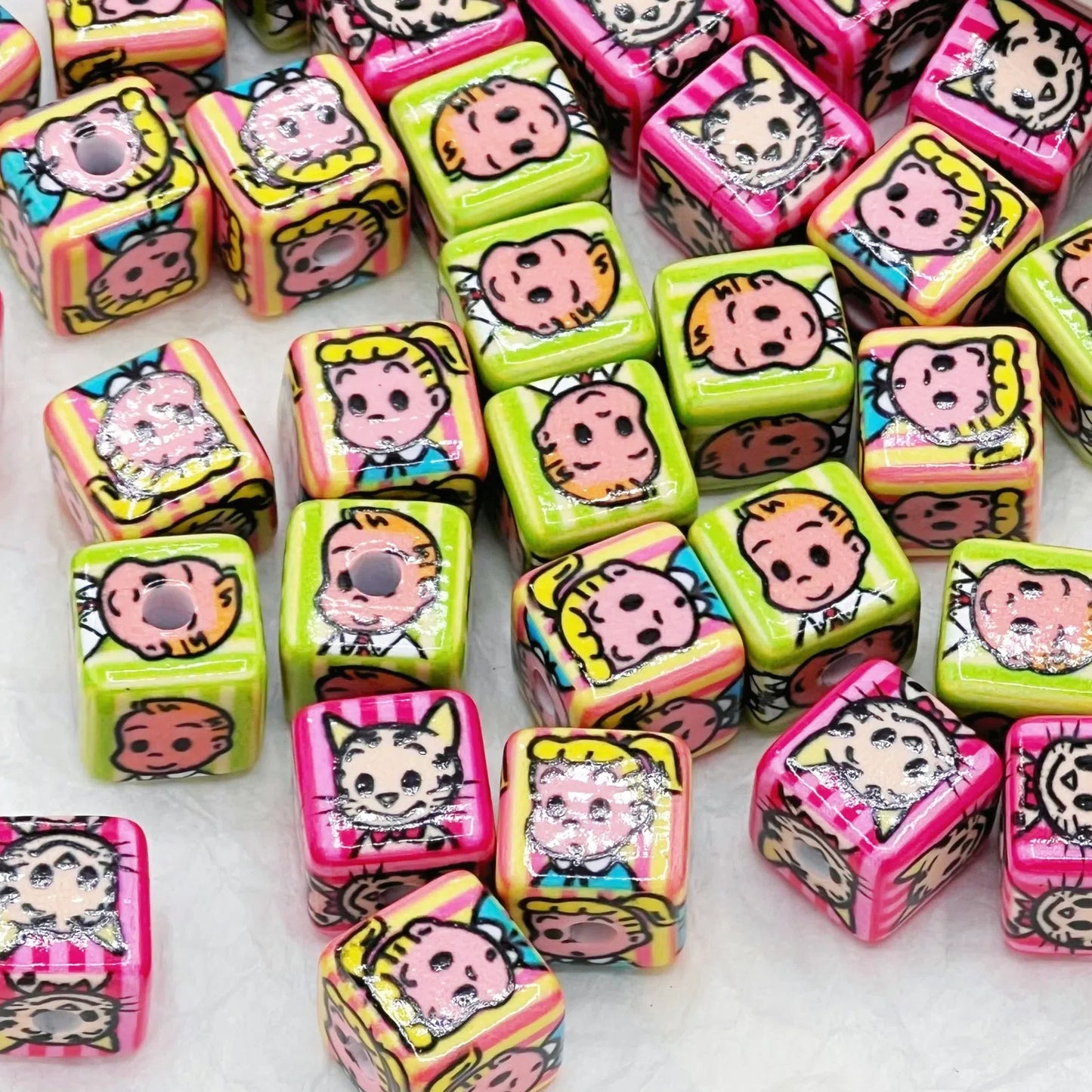 Osamu Harada Series Square Acrylic Beads 14mm Pattern 10pcs 4