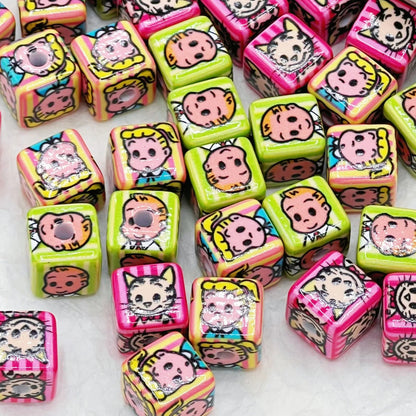 Osamu Harada Series Square Acrylic Beads 14mm Pattern 10pcs 4