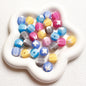 Frosted Round Acrylic Beads 16mm Bicolor White Cross 10pcs 10