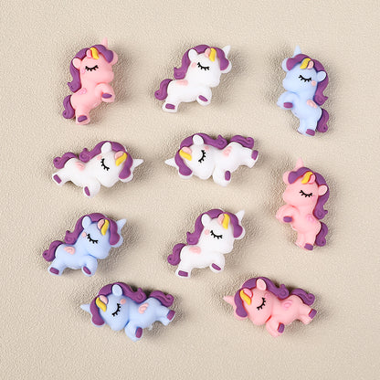 Silicone 3D Focal Beads Unicorn Pastel Colors Curly Manes 20pcs 5