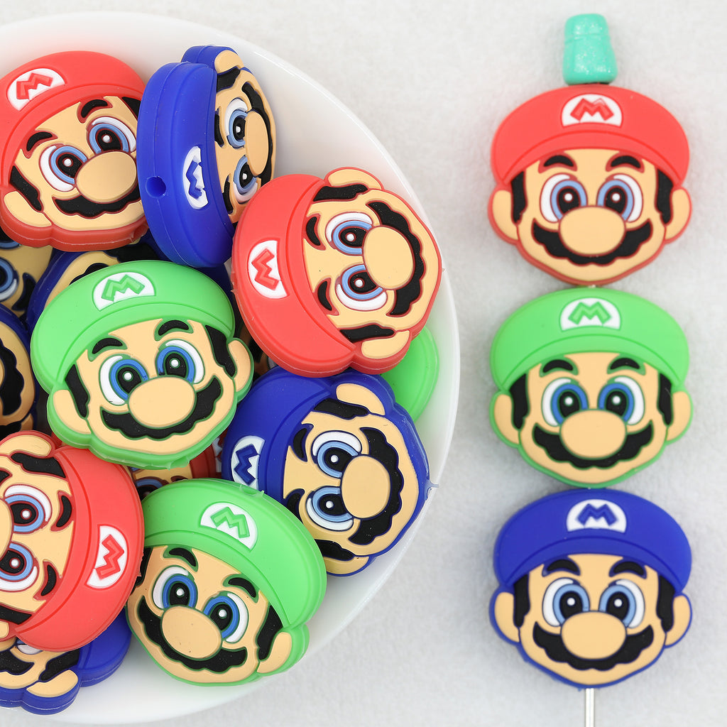  Super Mario Face Silicone Focal Beads 20Pcs