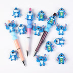 Silicone 3D Focal Beads Disney Blue Stitch Pull Ears Muscle Pose 20pcs 7