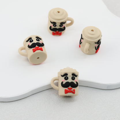 3D Father's Day Khaki Teacup Silicone Focal Beads 20pcs 2