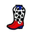 Silicone Focal Beads Boots Red Blue Cow Print Design 20pcs