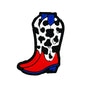 Silicone Focal Beads Boots Red Blue Cow Print Design 20pcs