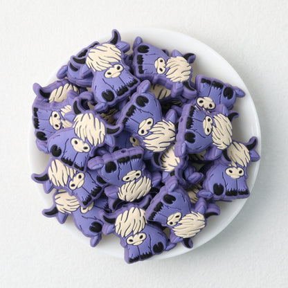 Highland Cow Silicone Focal Beads Colorful 20pcs 17