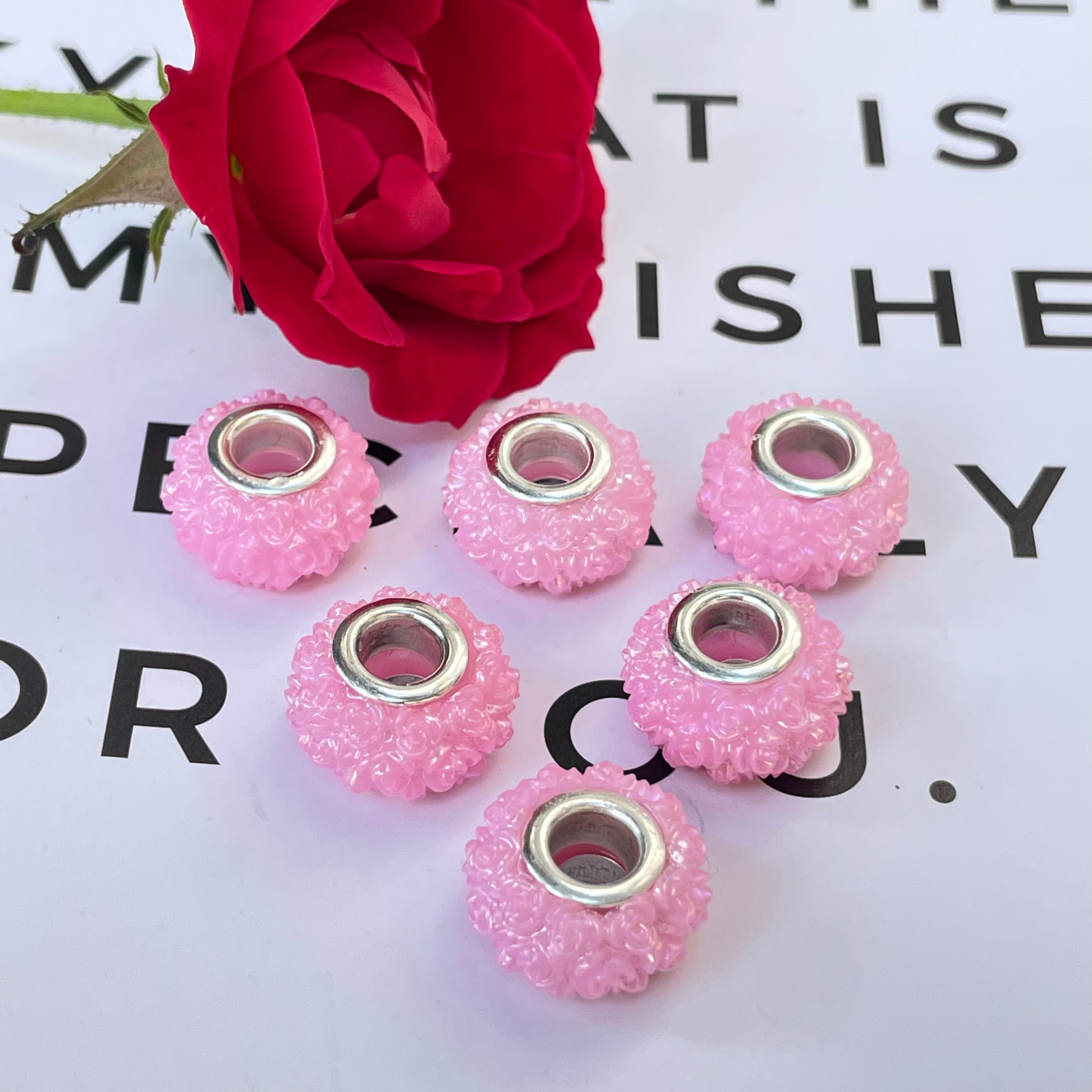 Acrylic Rose Spacer Beads 14mm Large Hole 50pcs 4