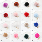 Pom Pom Keychain Fluffy Imitation Rex Rabbit Fur Ball 8cm With Lobster Clasp