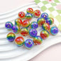 Striped Rainbow Acrylic Beads 16mm Glossy Round 10pcs 6
