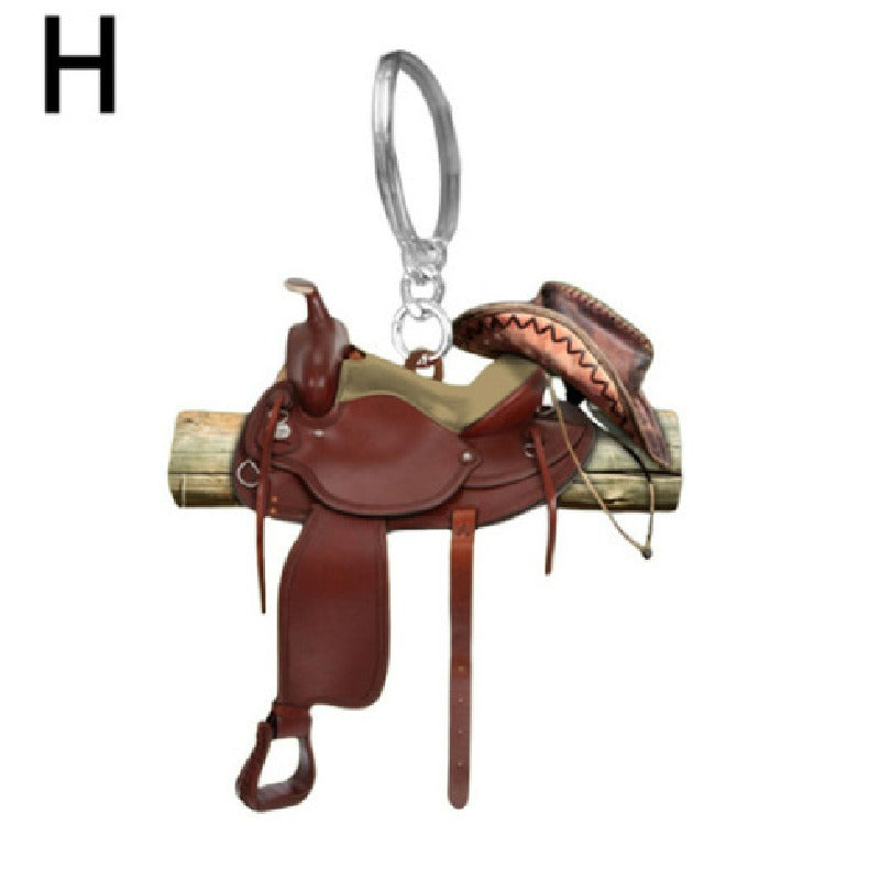 Acrylic Saddle Keychain Vintage Western Cowboy Style 12