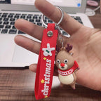 Soft Rubber Christmas Tree and Santa Claus Keychain with Red Strap 4