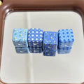 Fresh Denim Blue Star and Flower Printed Acrylic Square Beads 16mm 10pcs