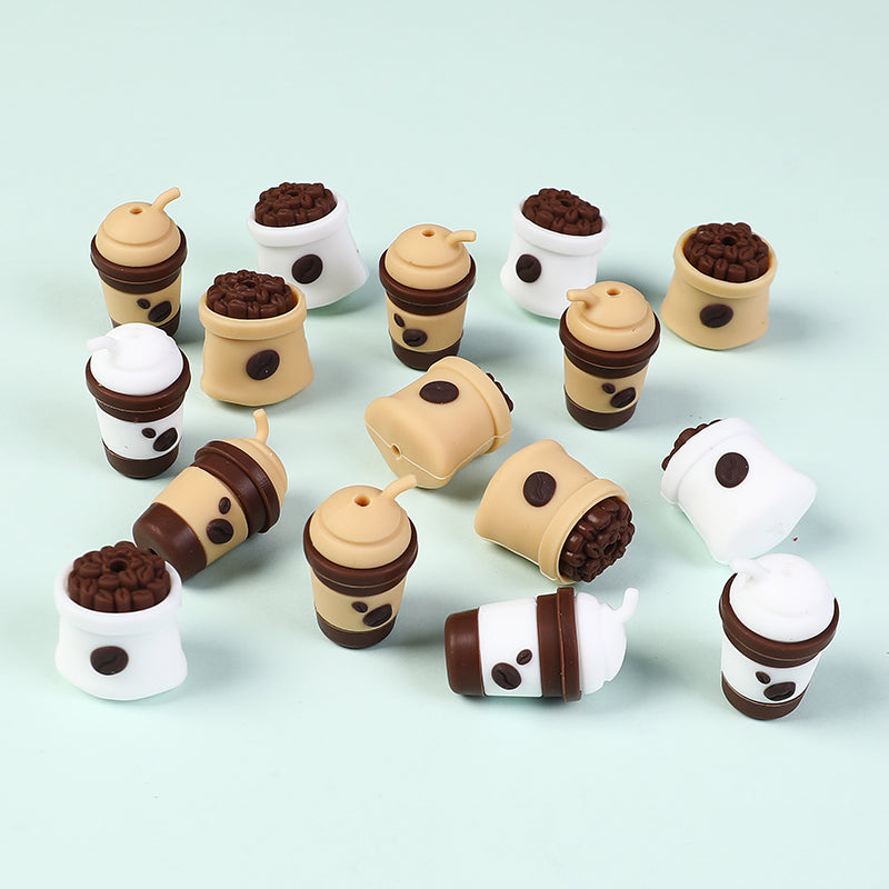 Silicone 3D Focal Beads Coffee Cup With Coffee Bean Detail 20pcs 4