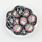 Pink Skull Hand Silicone Focal Beads Wholesale, Halloween Skeleton Finger Flat Design