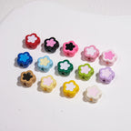 Double-Sided Flower Enamel Acrylic Beads 12mm Dual Color 50pcs 4