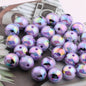 UV Plating Round Acrylic Beads 16mm Cartoon Printed 20pcs 7