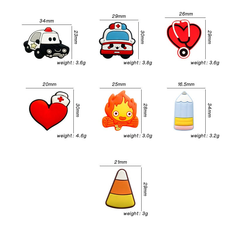 Silicone Focal Beads Police and Ambulance Cartoon Vehicle Designs 20pcs 2