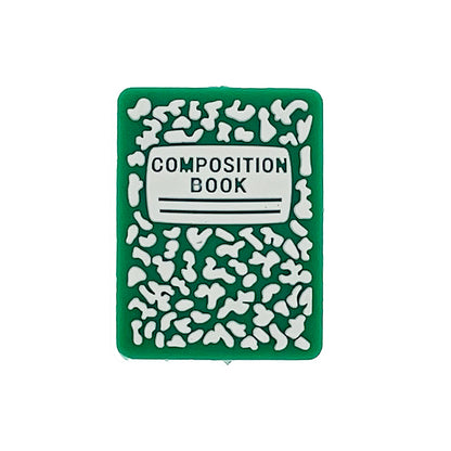 Silicone Focal Beads Composition Book Green Marbled Pattern 20pcs