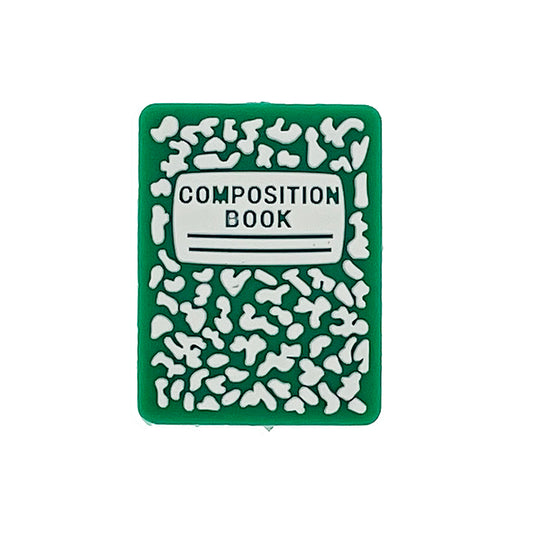 Silicone Focal Beads Composition Book Green Marbled Pattern 20pcs