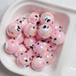Hand Painted Bear Round Acrylic Beads 16mm Pastel Colors 10pcs 6