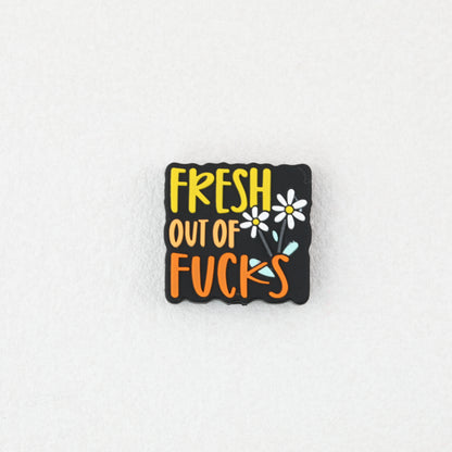 Fresh Out Of Fucks Silicone Focal Beads Rectangular 20pcs 3