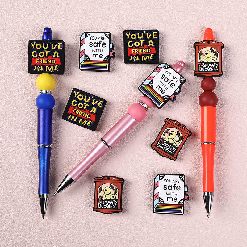 Silicone Focal Beads Library Reed Duck Book Phrase Set 20pcs 27