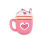 3D Coffee-Themed Silicone Focal Beads Cute Coffee Cups 20pcs - Pink Ice Cream