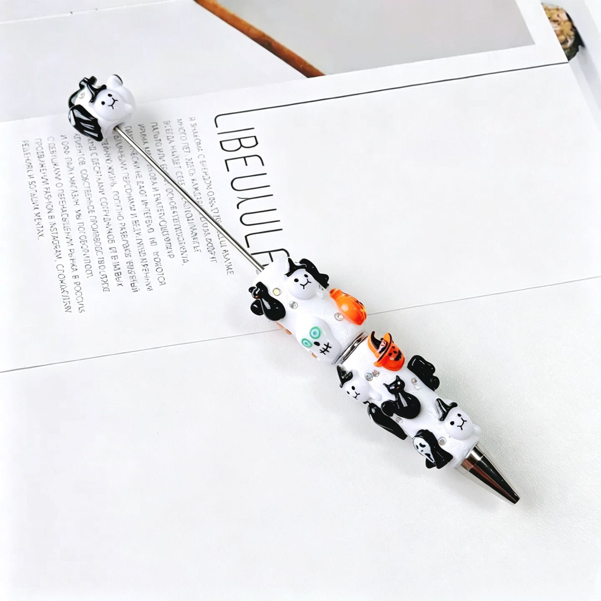 Halloween Elements Pumpkin Rhinestones Beadable Pen 12