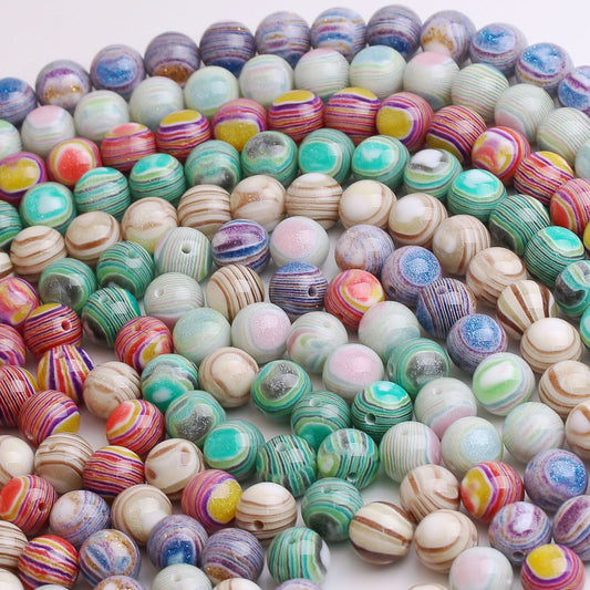 Vintage Glitter Spiral Striped Resin Beads 16mm Multicolor 10pcs