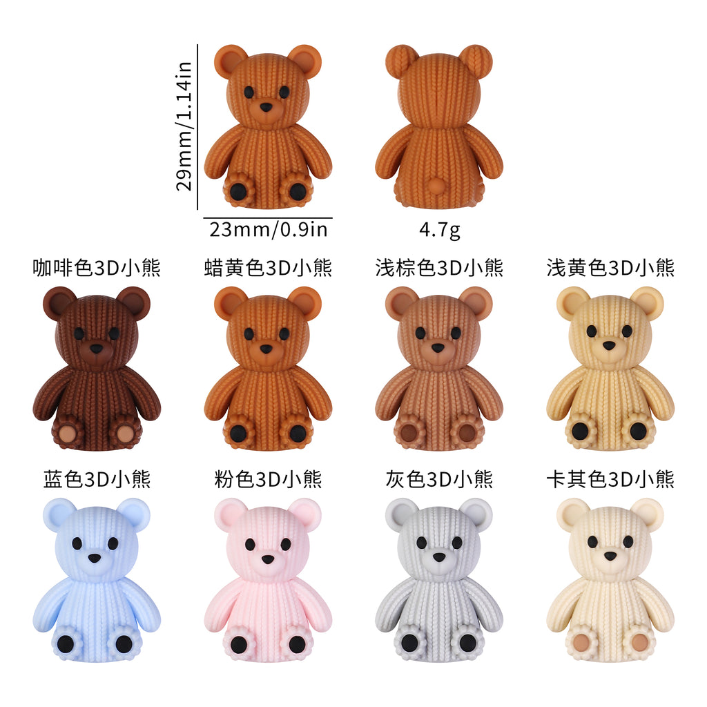 3D Cute Sweater Bear Silicone Focal Beads 20pcs 10