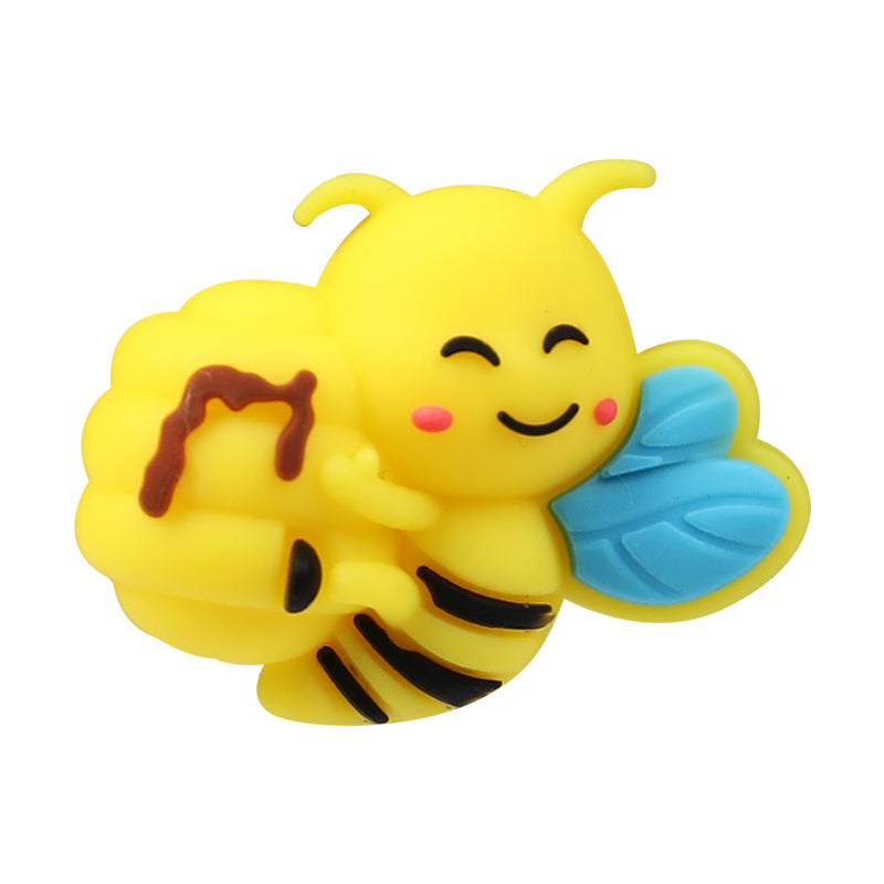 Silicone 3D Focal Beads Bee Butterfly Cheerful Faces Vibrant Colors 12