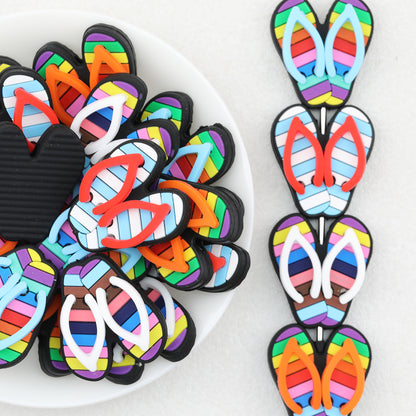 Colorful Flip Flops 3D Silicone Focal Beads 20 pcs