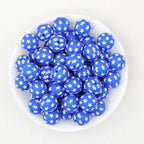 15mm US Themed Printed Silicone Round Beads 50pcs - Blue Star
