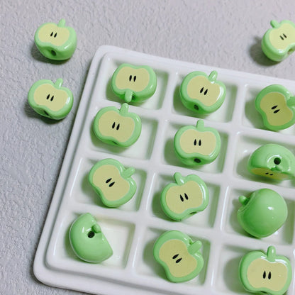 Painted Half Apple Acrylic Beads 16.53*17.76mm Glossy Mixed Colors 10pcs 3