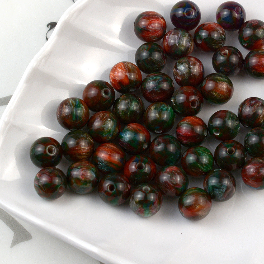 Resin Round Beads 8mm 10mm Starry Lacquer Effect 100pcs 9