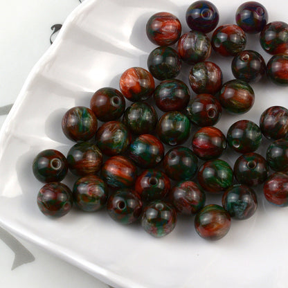 Resin Round Beads 8mm 10mm Starry Lacquer Effect 100pcs 9