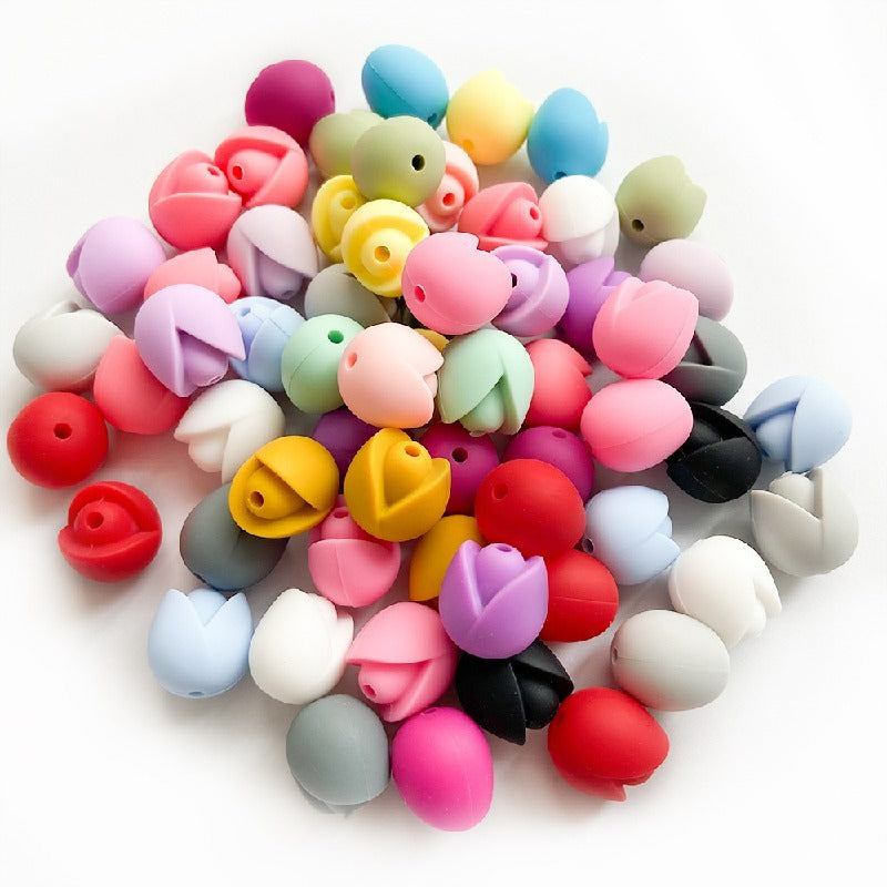 Lotus Silicone Beads Pastel Colors Soft Matte Finish 10pcs