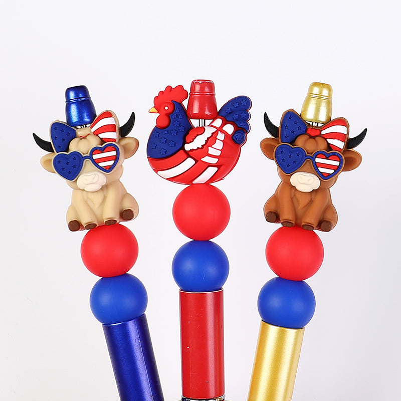Silicone 3D USA Independence Day Focal Beads Patriotic Symbols 20pcs 9