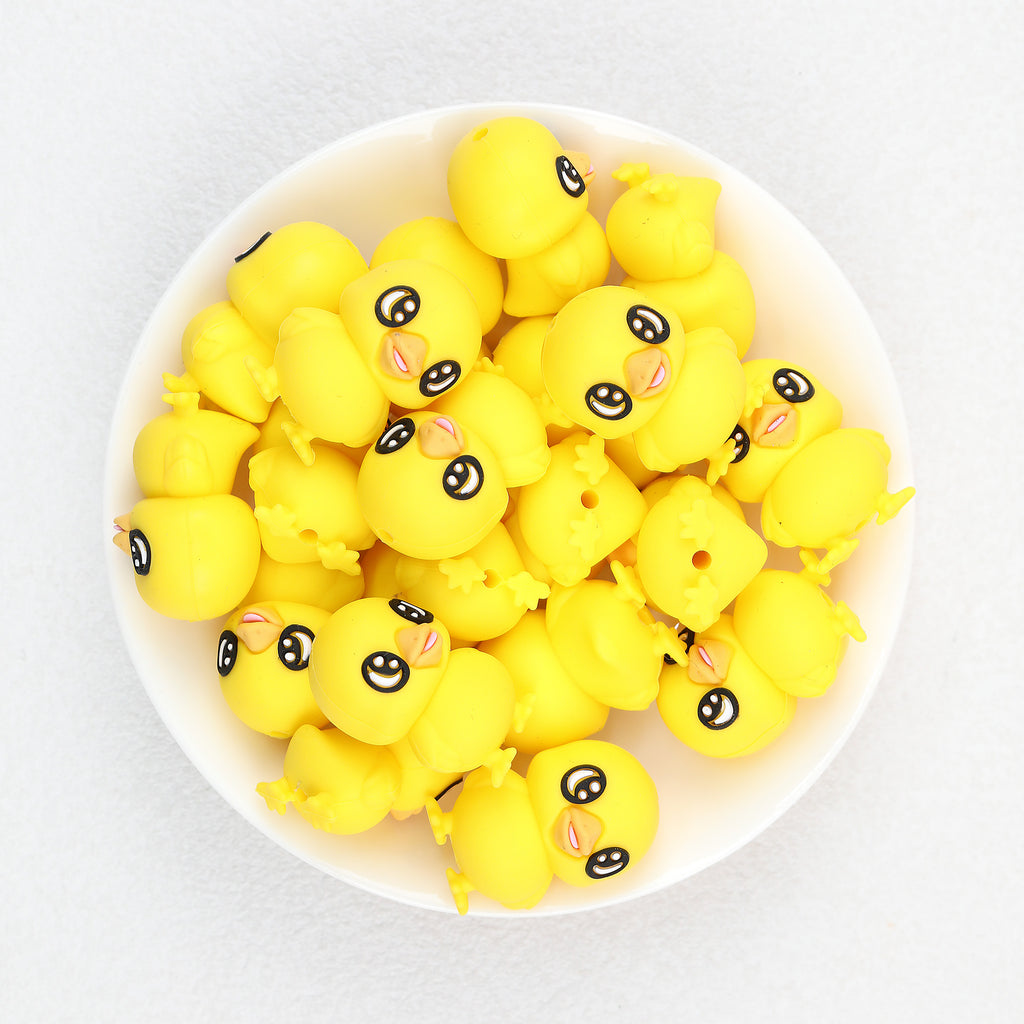  3D Cute Big Eye Duck Silicone Focal Beads 20Pcs 3