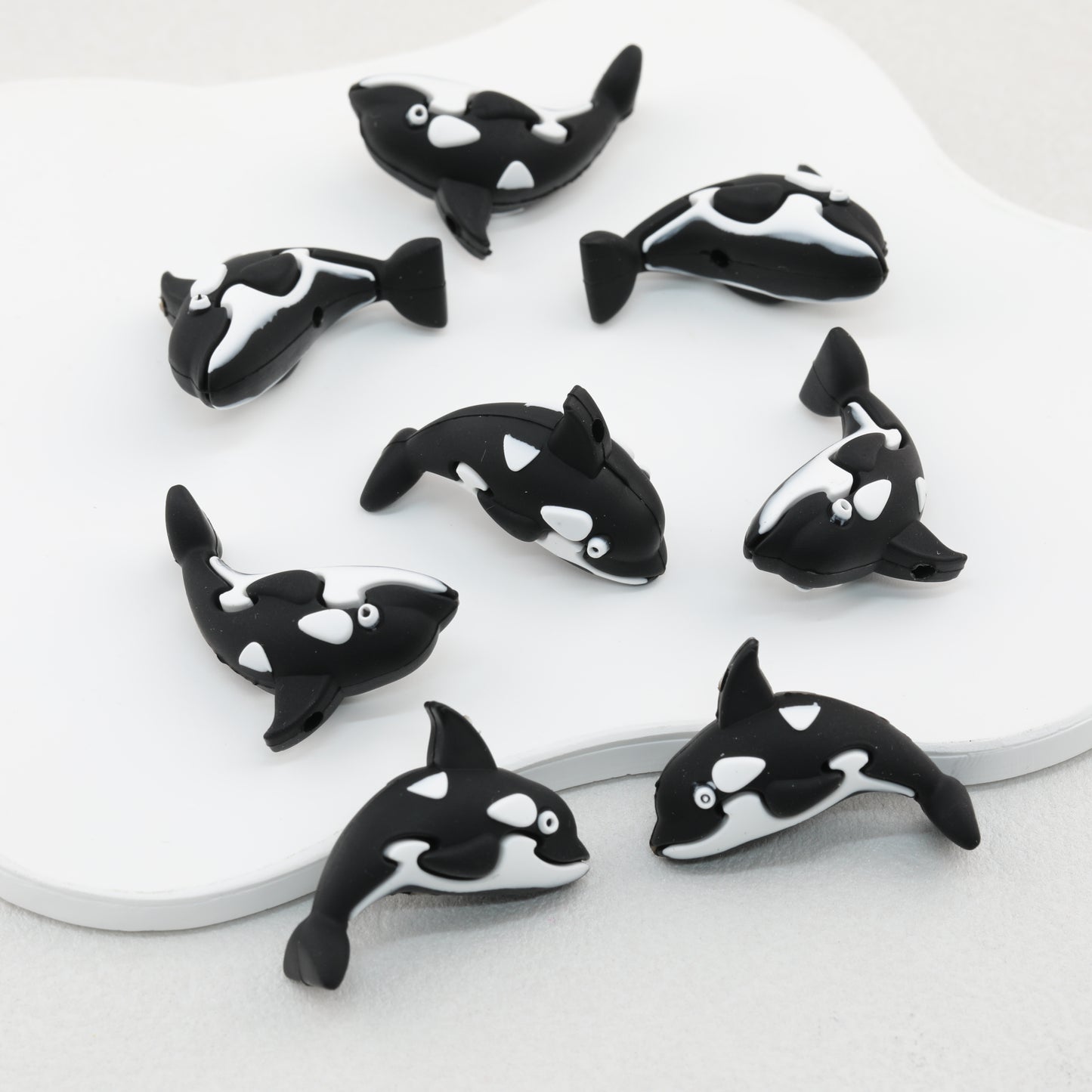 3D Black Whale Silicone Focal Beads 20pcs 2