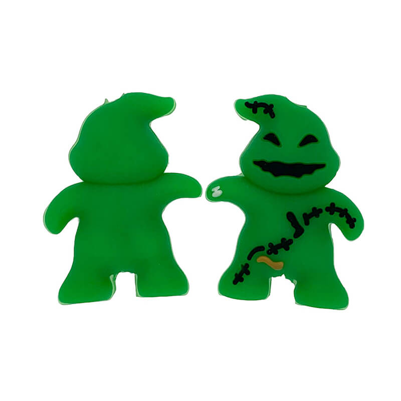 Silicone 3D Focal Beads Oogie Boogie Stitched Details Bright Green