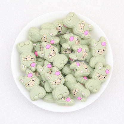 10 Color Cute Alpaca Silicone Focal Beads 20pcs 8